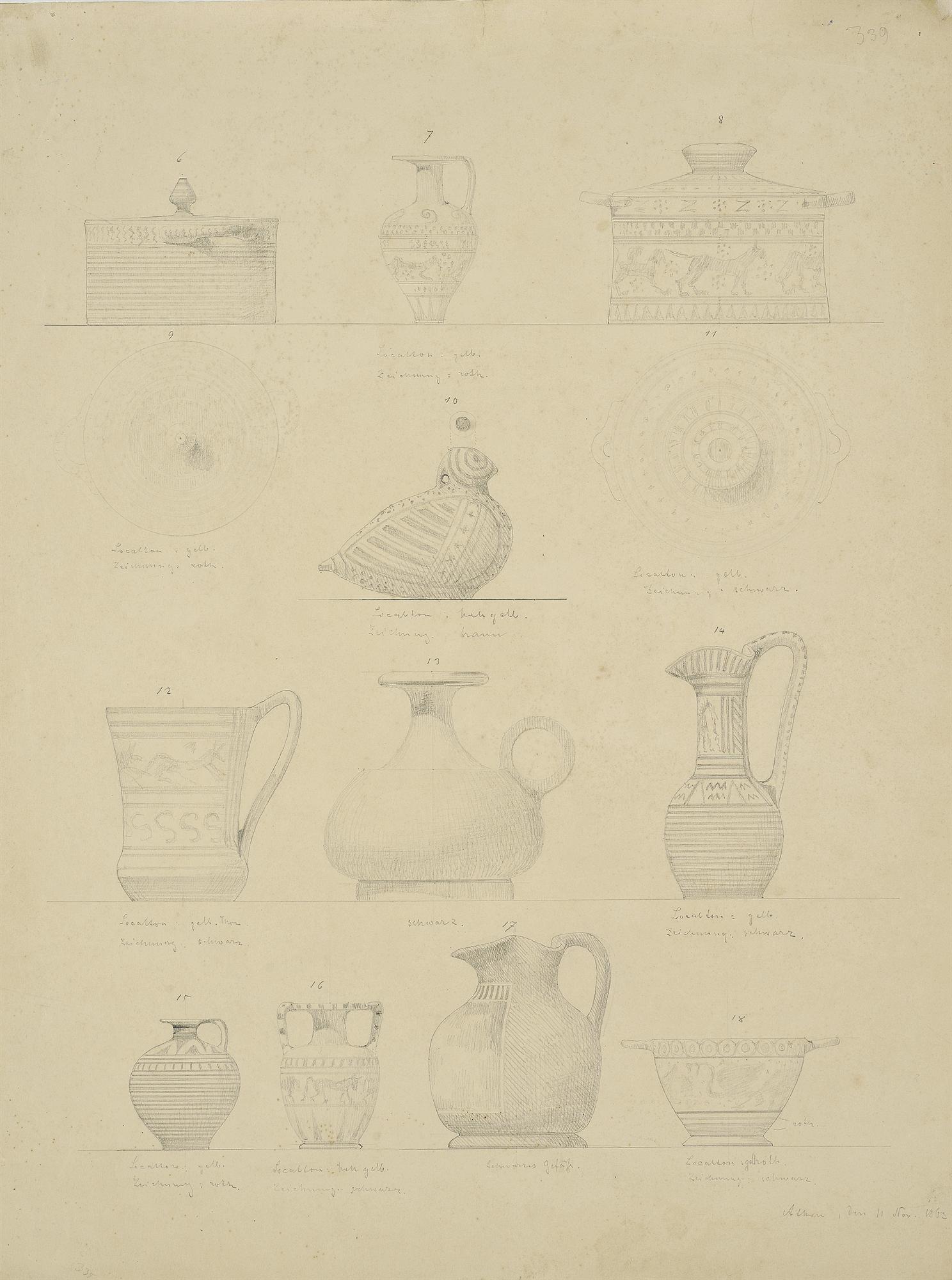 Ancient Greek BlackFigured Pottery from Various Periods with