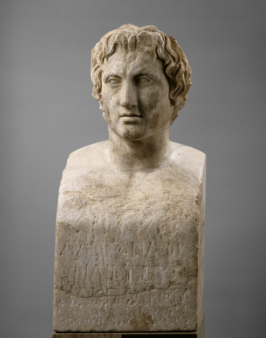 Προτομή του Μεγάλου Αλεξάνδρου, σπάνιο ρωμαïκό αντίγραφο πρωτότυπου έργου του Λυσίππου του 340-330 π.Χ.