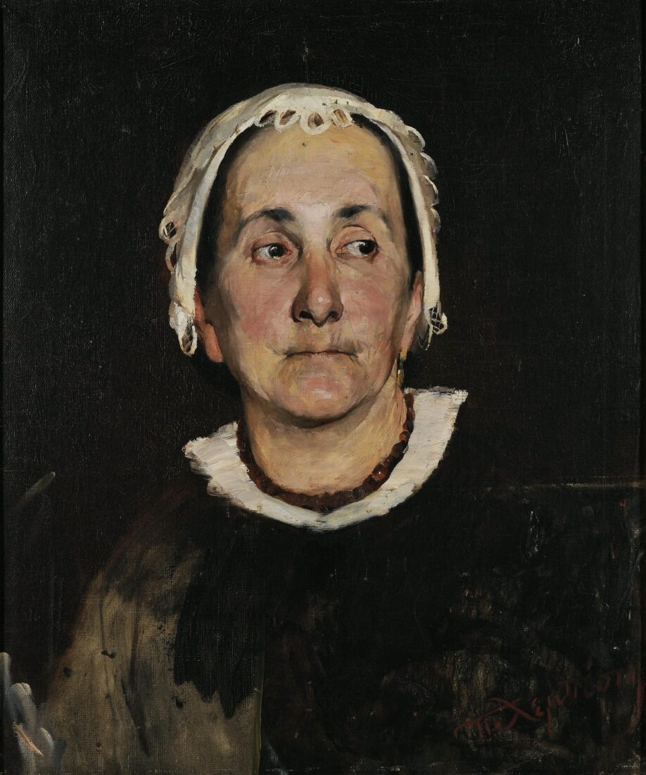 Προσωπογραφία κυρίας με άσπρο σκουφάκι - Λεμπέσης Πολυχρόνης