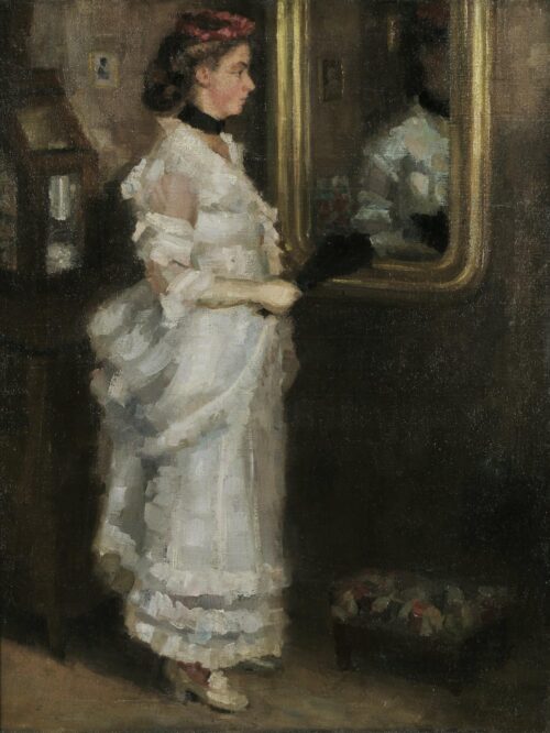 Lady at Mirror with Fan - Pantazis  Periklis