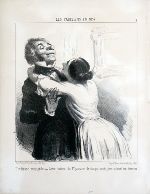 “Married tenderness: – Intimate scene each first of January, the day of New Year’s presents.” - Daumier Honore
