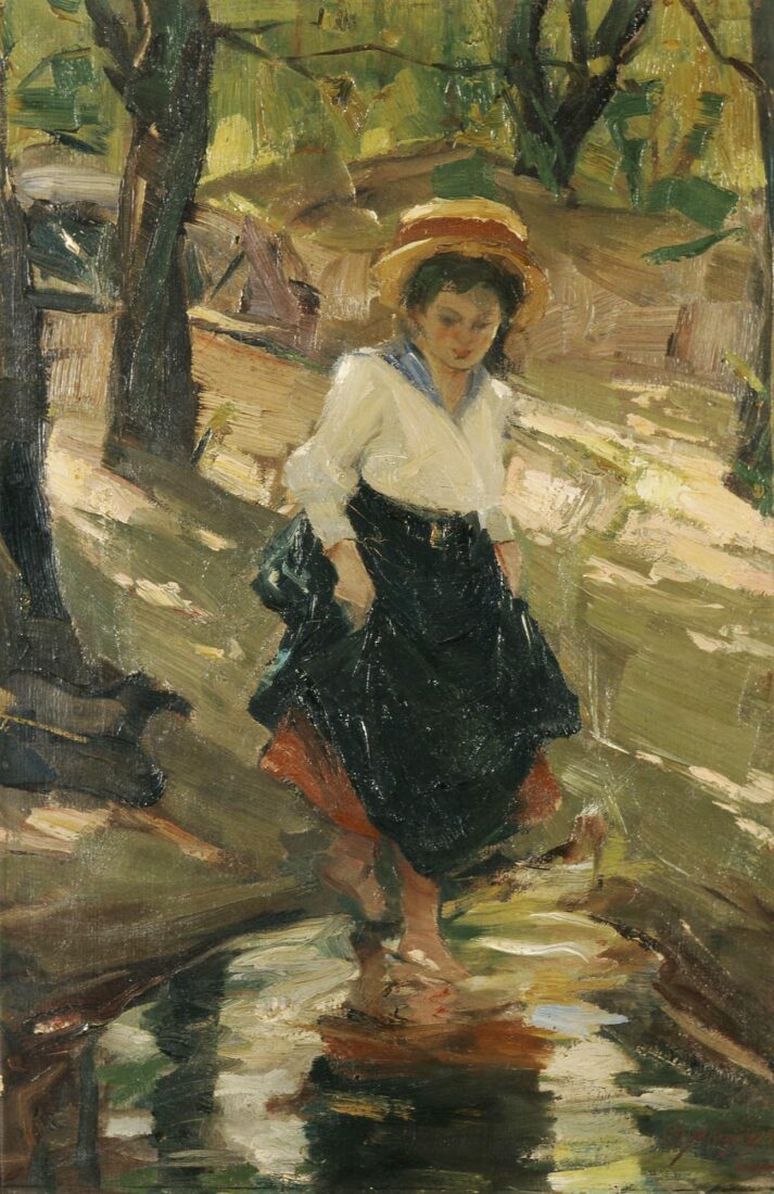 Little Girl Going Across Stream - Argyros Umvertos