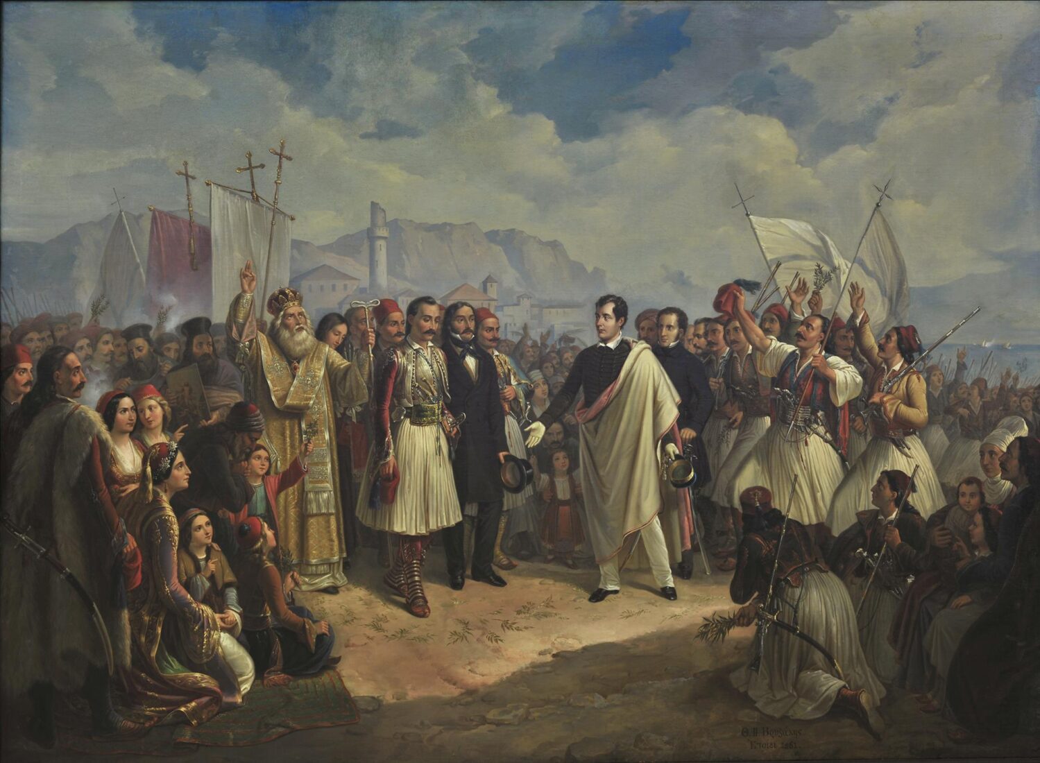 The Reception of Lord Byron at Missolonghi - Vryzakis Theodoros