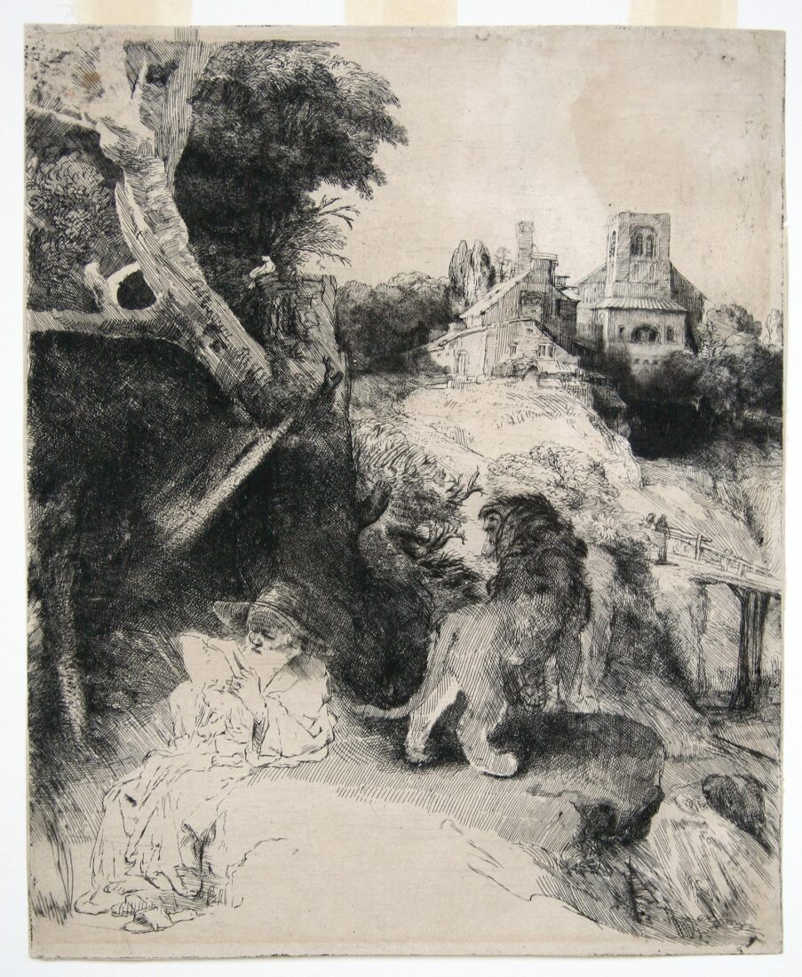 Ο Άγιος Ιερώνυμος διαβάζει σε ιταλικό τοπίο - Rembrandt Harmensz. van Rijn