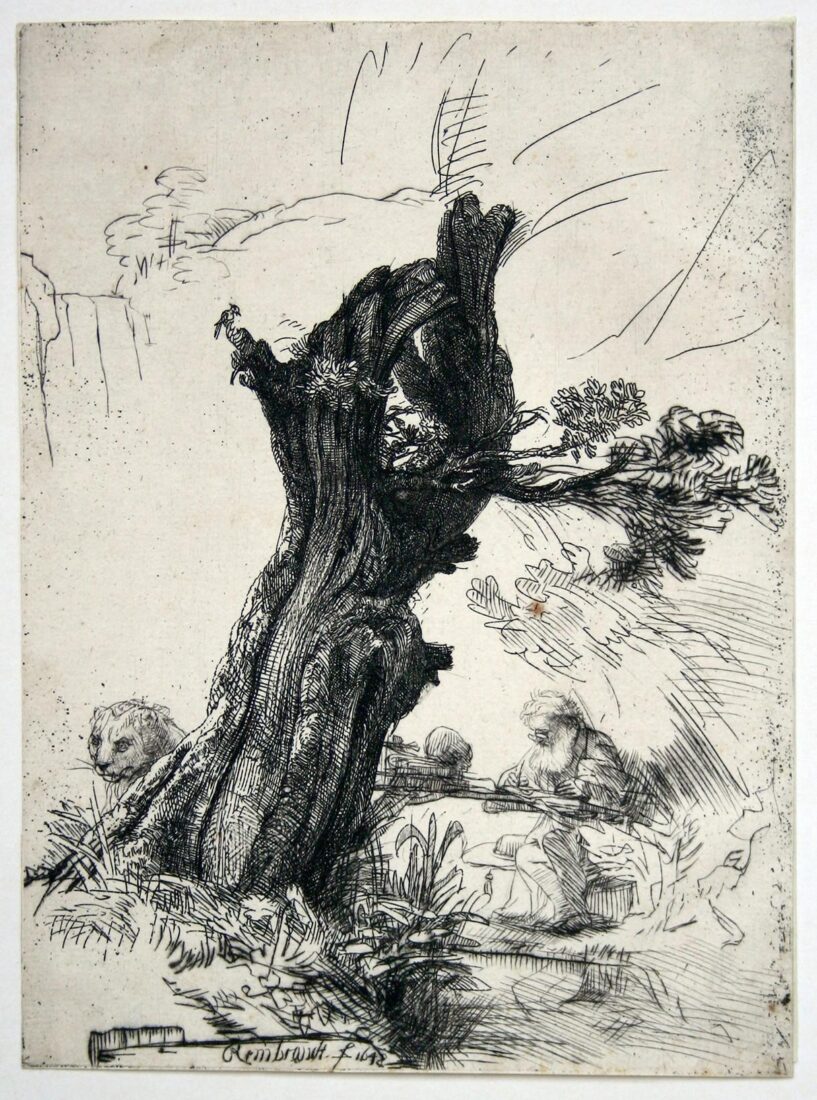 St. Jerome beside a pollard willow - Rembrandt Harmensz. van Rijn