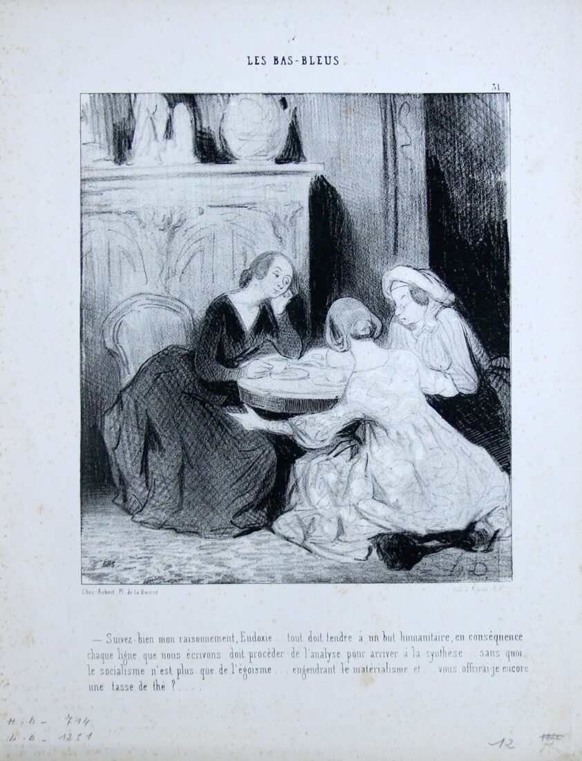 “-Πρόσεξε καλά τον συλλογισμό μου, Ευδοξία, όλα πρέπει να συγκλίνουν προς έναν ανθρωπιστικό στόχo?…” - Daumier Honore