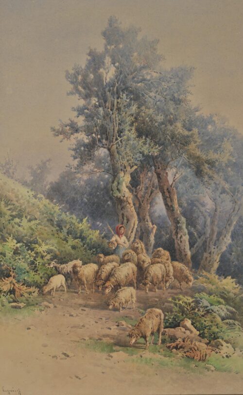Shepherdess Guarding the Sheep - Giallinas Angelos
