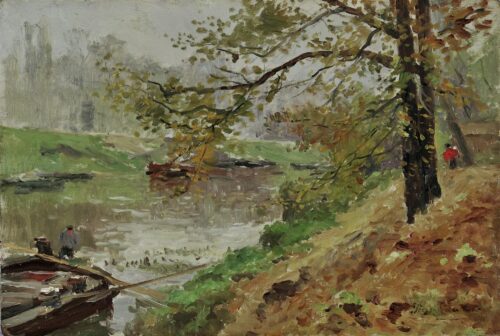 Landscape with River in Autumn - Vauthier Pierre Louis Leger