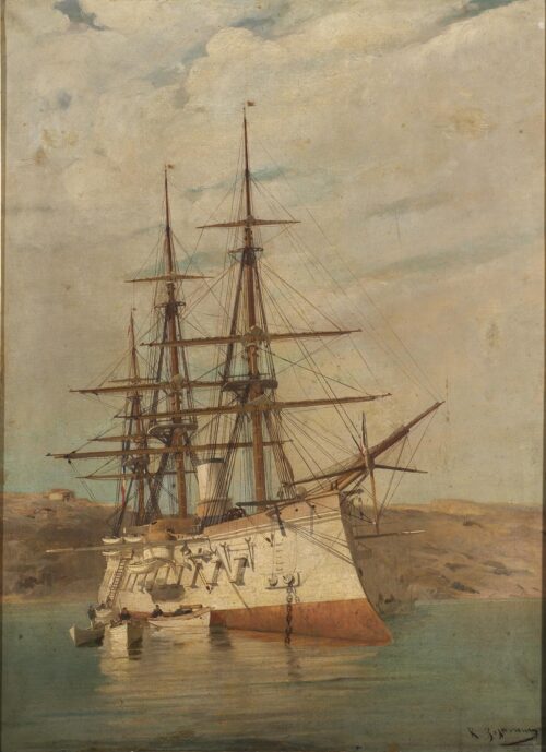 Anchored French War Ship - Volanakis Κonstantinos