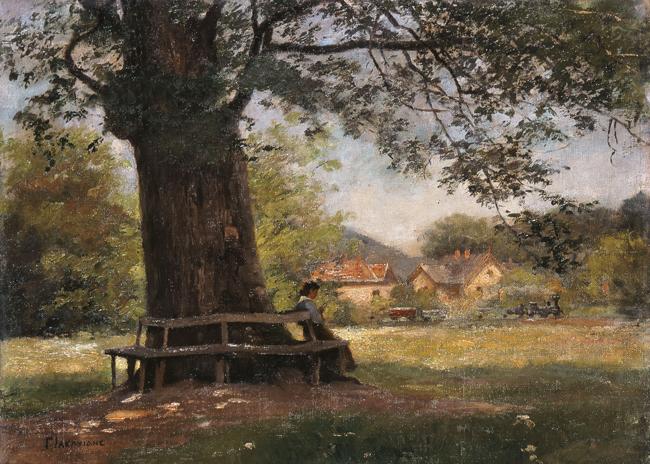 Γυναίκα καθισμένη σε κορμό δέντρου - Ιακωβίδης Γεώργιος