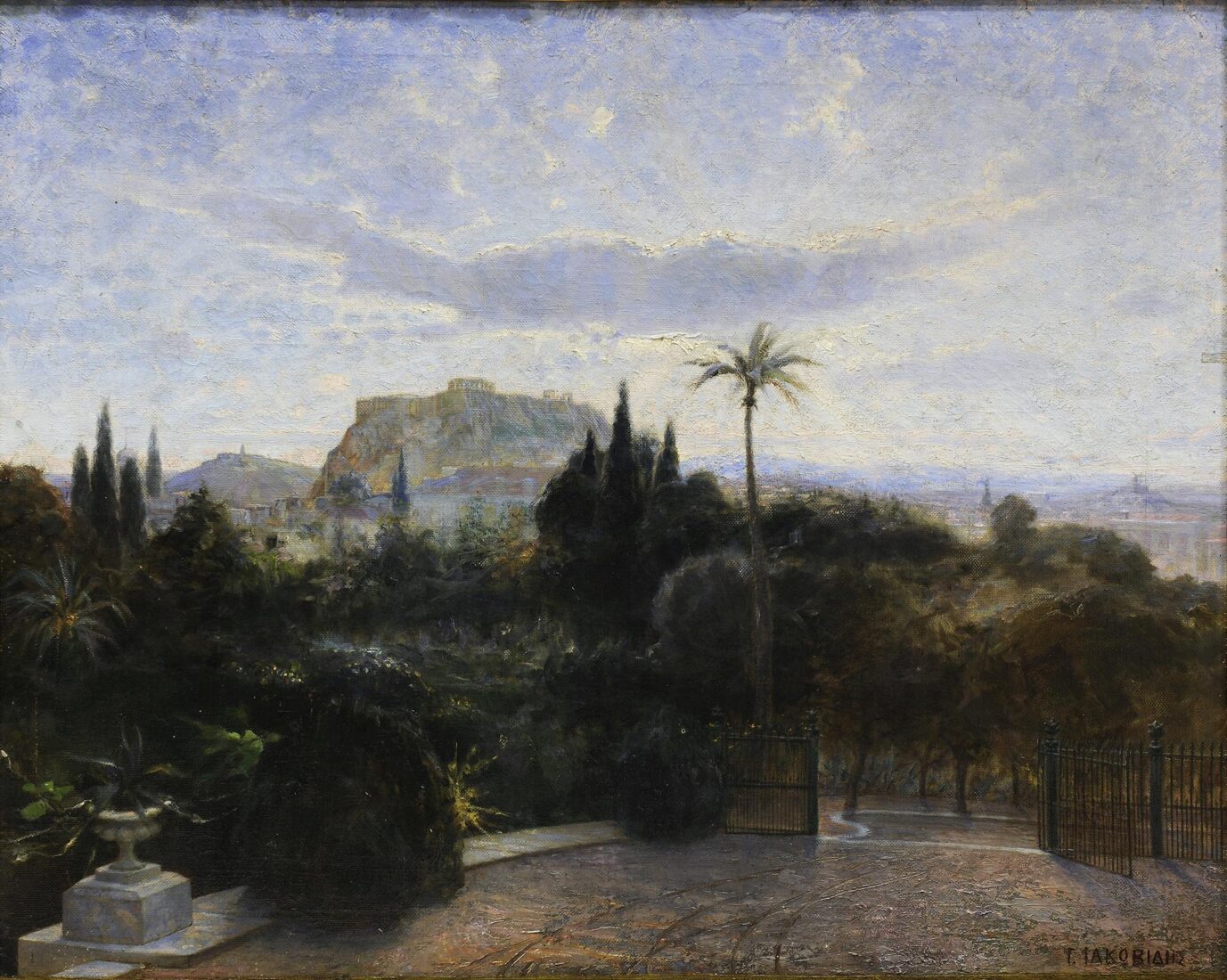 Ο Βασιλικός κήπος με την Ακρόπολη και το λόφο του Φιλοπάππου - Ιακωβίδης Γεώργιος