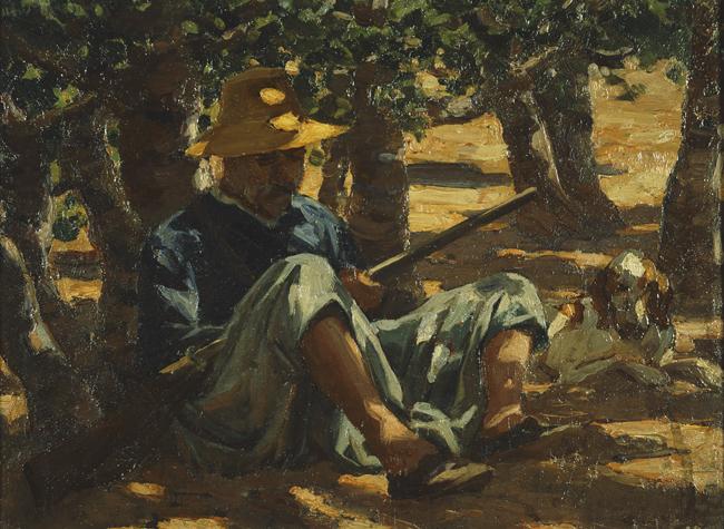 Hunter Resting in Company of his Dog - Othonaios Nikolaos