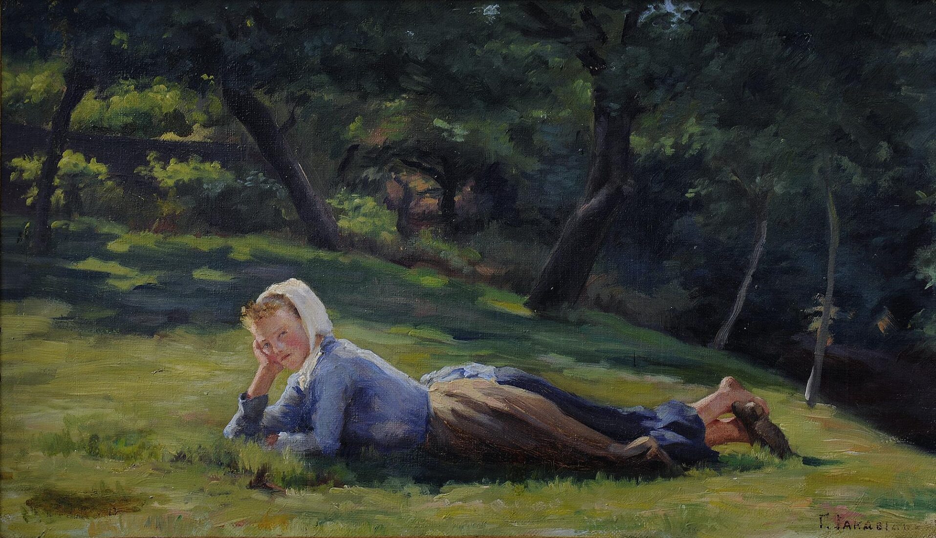 German Woman Lying in the Forest
