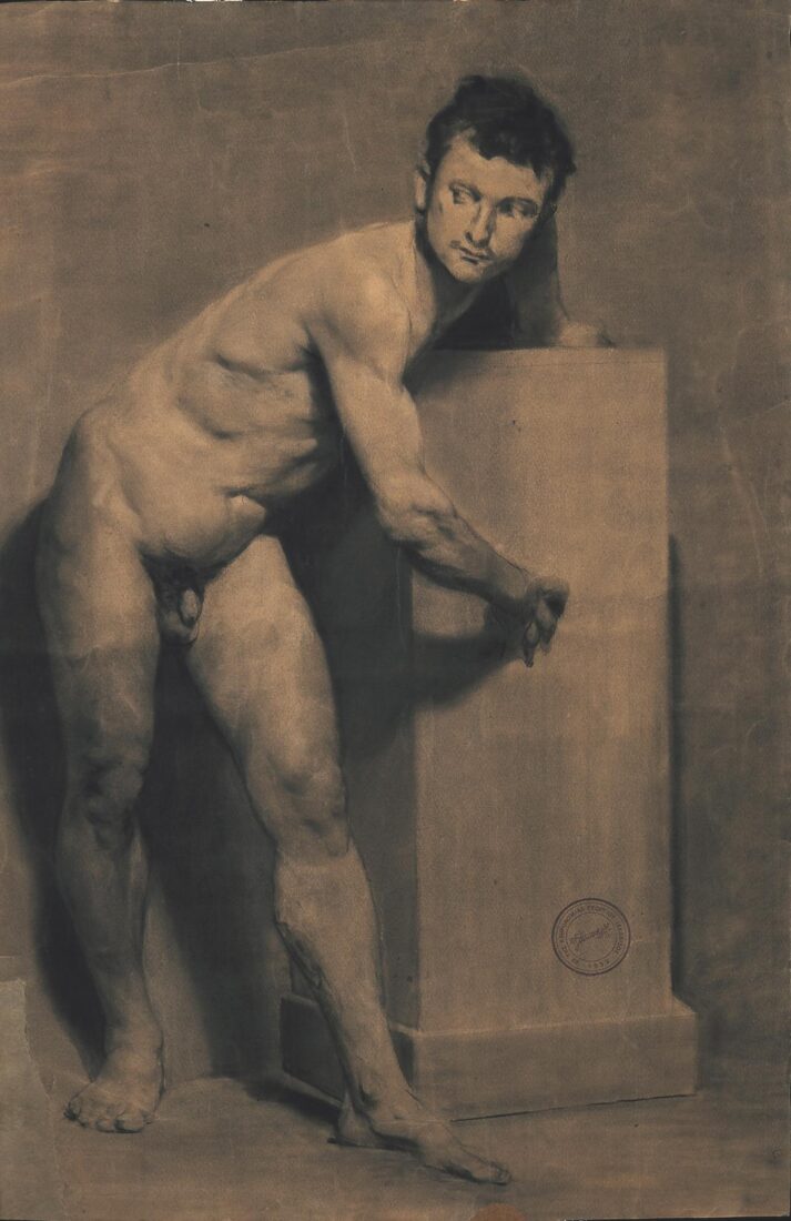 Study of a Naked Man Leaning - Iakovidis Georgios