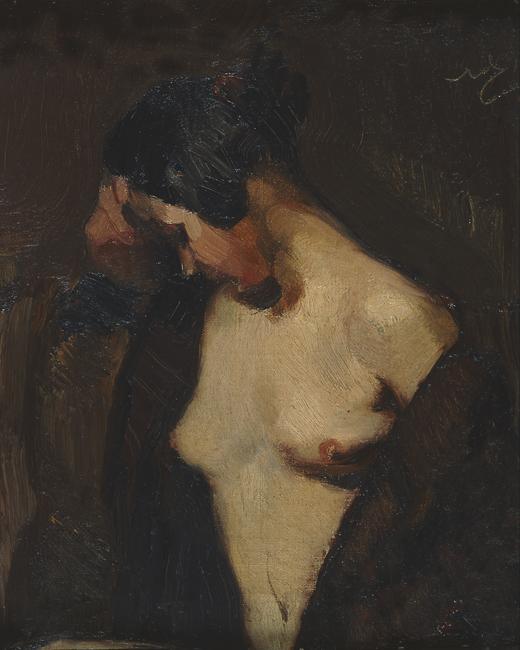 Nude Woman with Fur Coat - Lytras Nikos