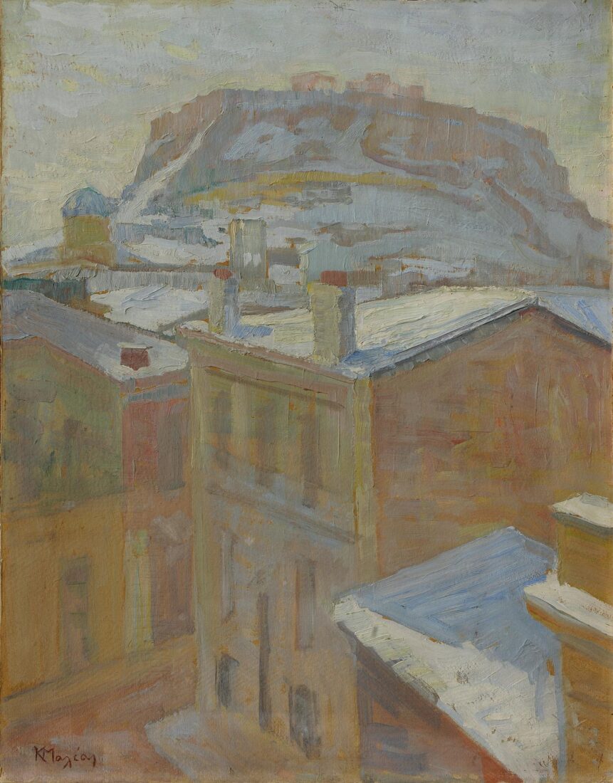 Ο λόφος της Ακρόπολης με χιόνια - Μαλέας Κωνσταντίνος