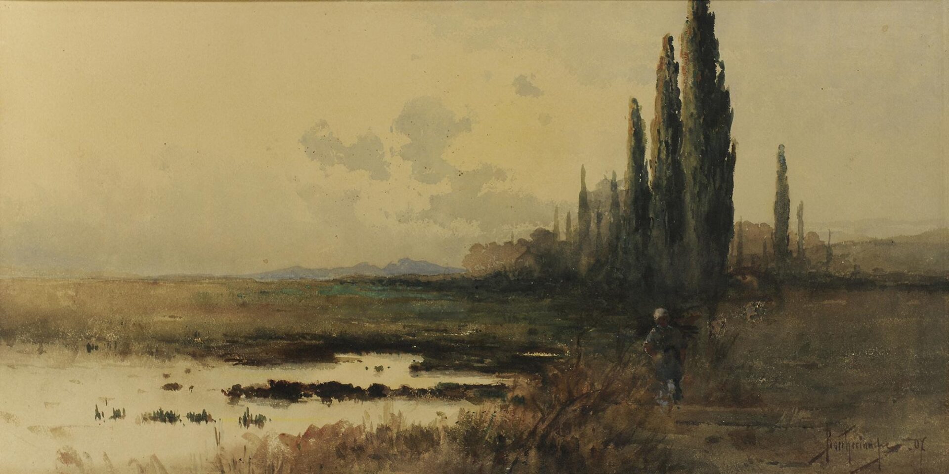 Landscape with Cypresses in Marshes - Bokatsiampis Vikentios