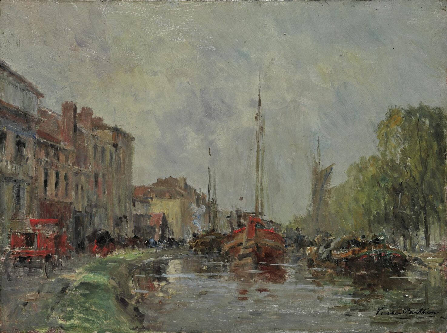 Boats in a River - Vauthier Pierre Louis Leger