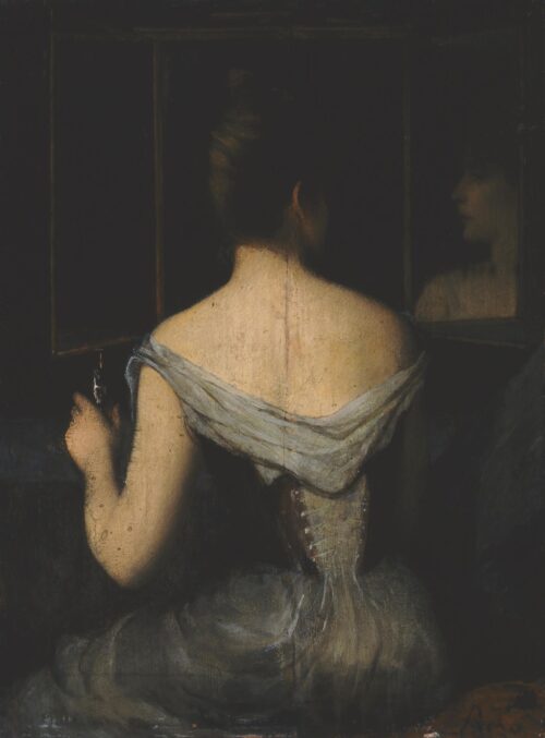 Lady in Backless Dress before the Mirror - Rizos Ιakovos