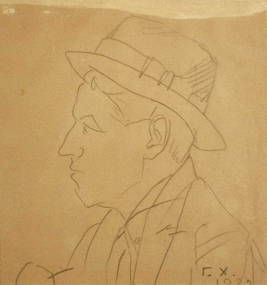 Σχέδιο κεφαλιού άνδρα με καπέλο - Χαλεπάς Γιαννούλης