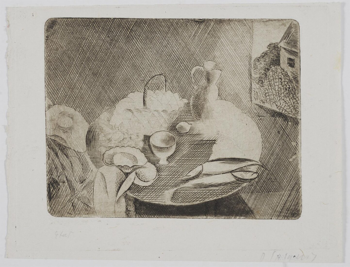 Still Life with basket and fish - Galanis Dimitrios