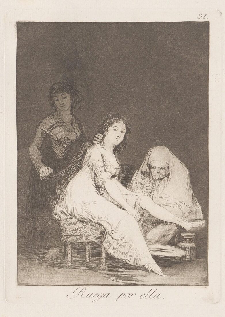 From the series “Los Caprichos” – She prays for her - Goya y Lucientes Francisco