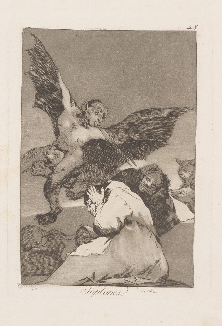 From the series “Los Caprichos” – Tale-bearers. Blast of wind - Goya y Lucientes Francisco
