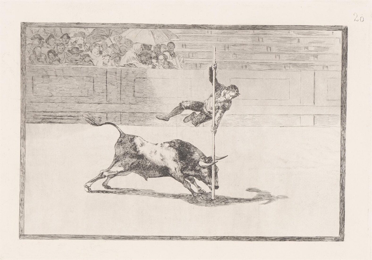 From the series “TauromaqThe agility and audicity of Juanito Apinani in [the ring] at Madrid. (Ligereza y atrevimiento de Juanito Apinani en la de Madrid) - Goya y Lucientes Francisco