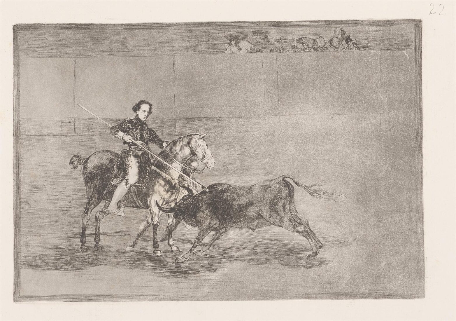 Manly courage of the celebreted Pajuelera in [the ring] at Saragossa. (Valor varonil de la celebre Pajuelera en la de Zaragoza) - Goya y Lucientes Francisco