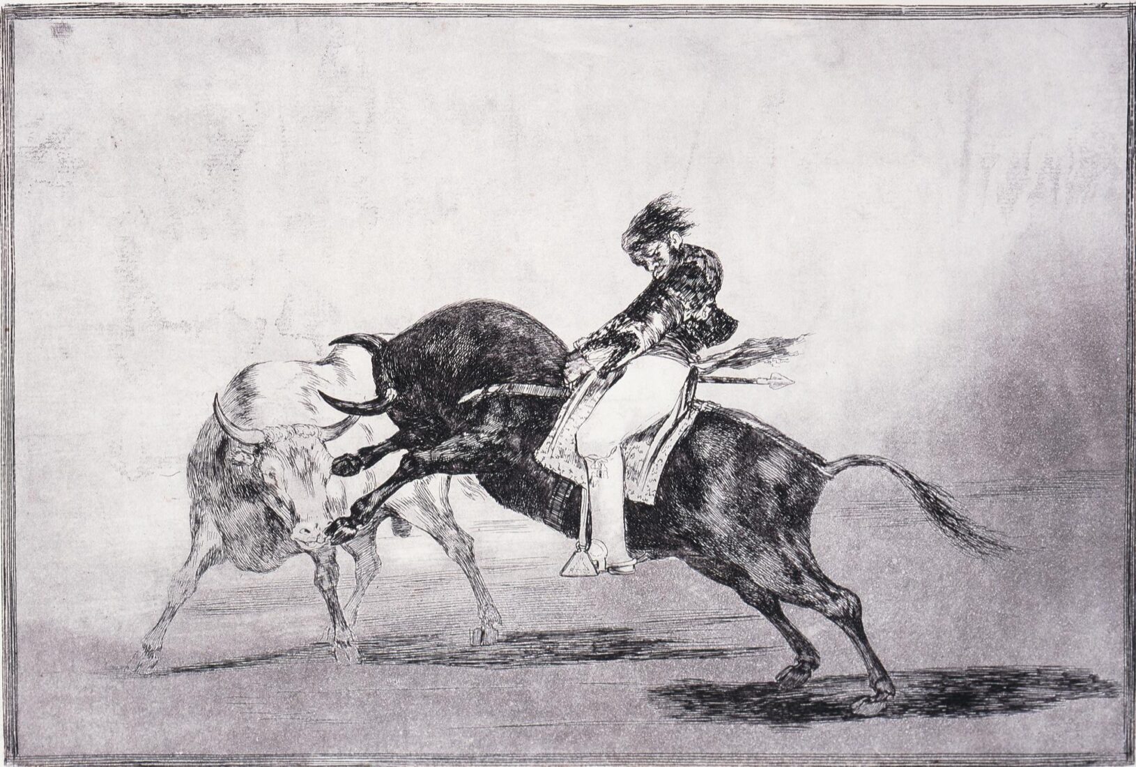 Ο ίδιος Θεμπάγιος καβάλα σε ταύρο, αποτελειώνει άλλον με δόρυ στην αρένα της Μαδρίτης - Goya y Lucientes Francisco
