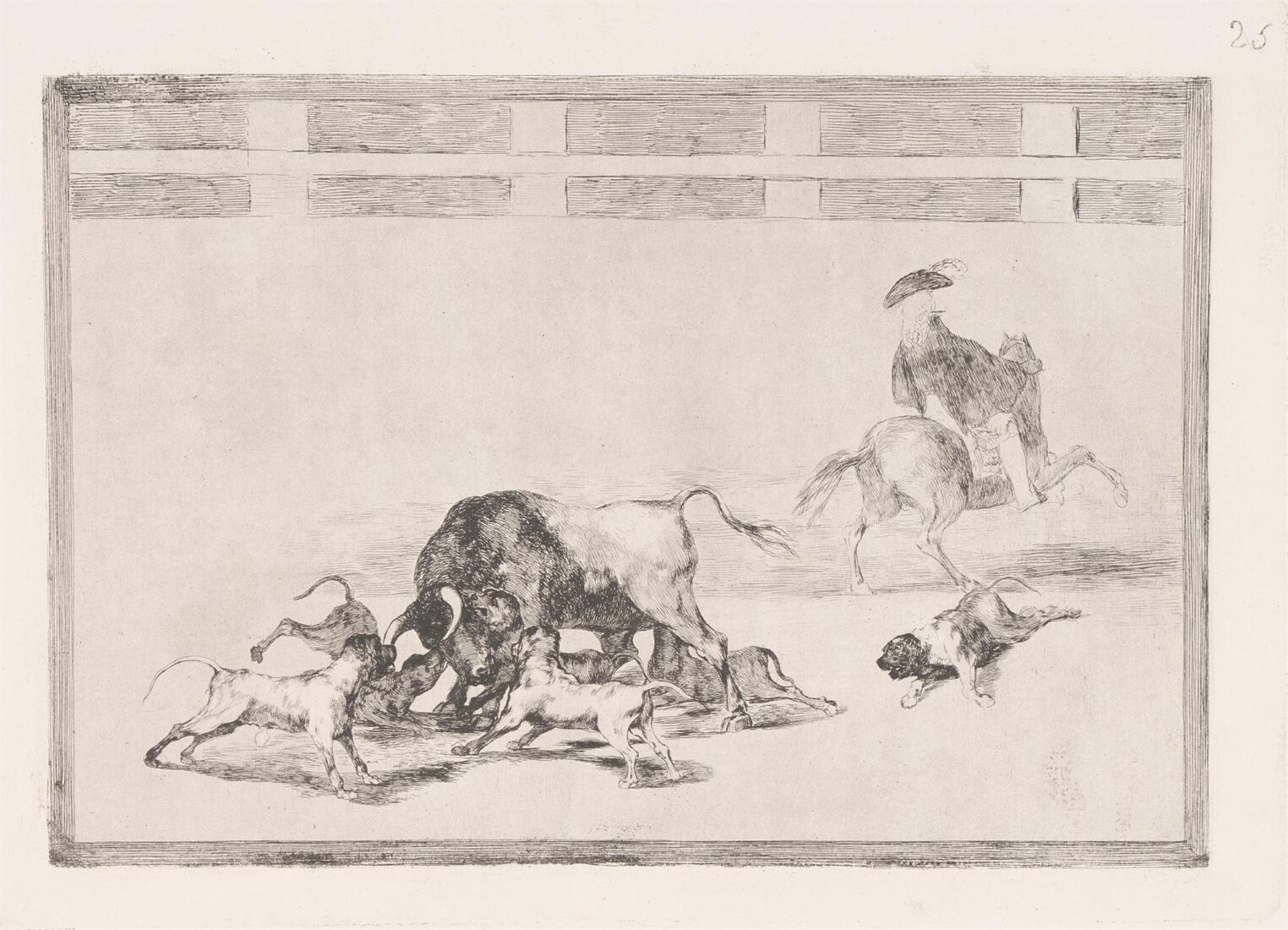 They loose dogs on the bull. (Echan perros al toro) - Goya y Lucientes Francisco