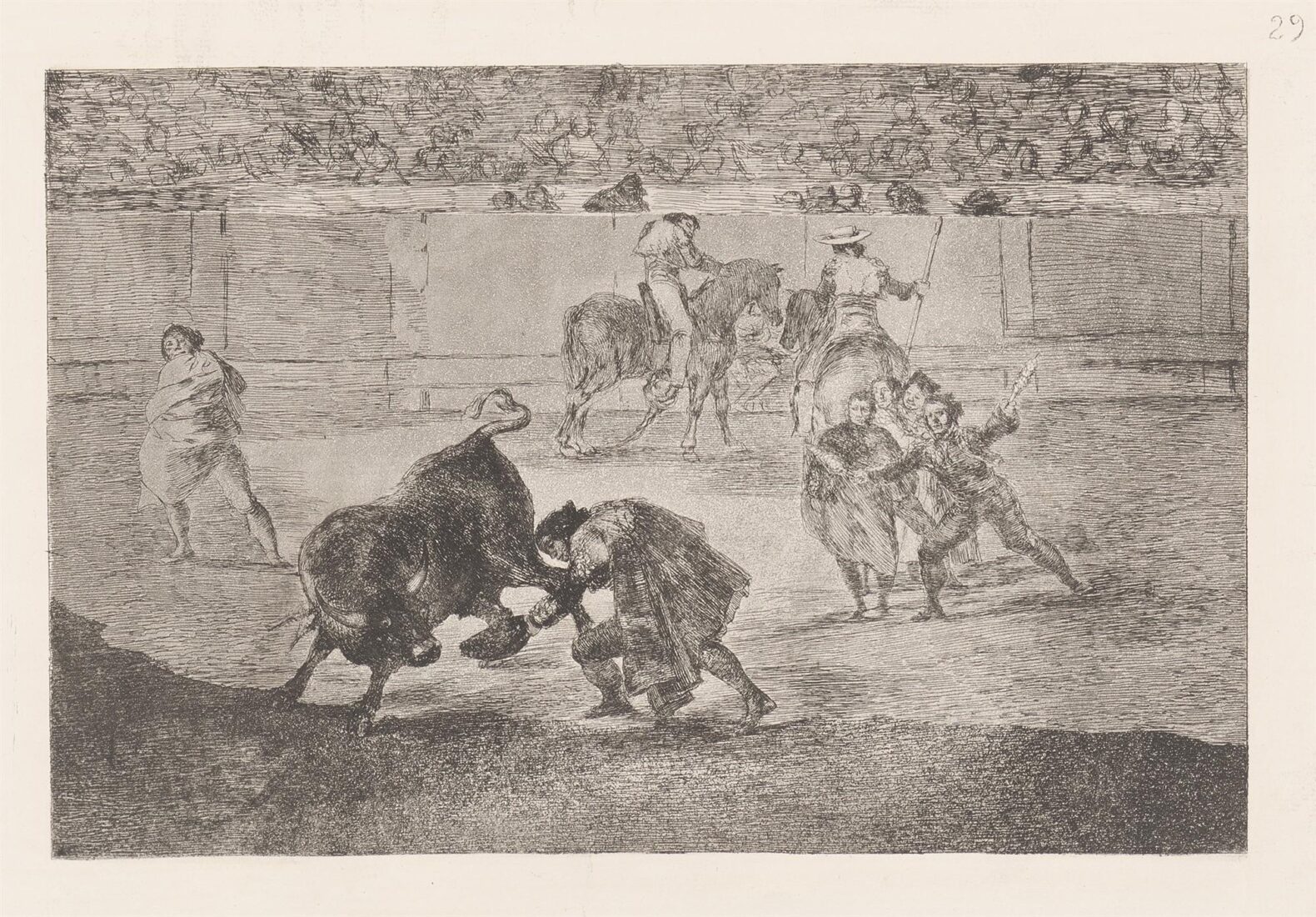 Pepe Illo making the pass of the ‘recorte’. (Pepe Illo haciendo el recorte al toro) - Goya y Lucientes Francisco