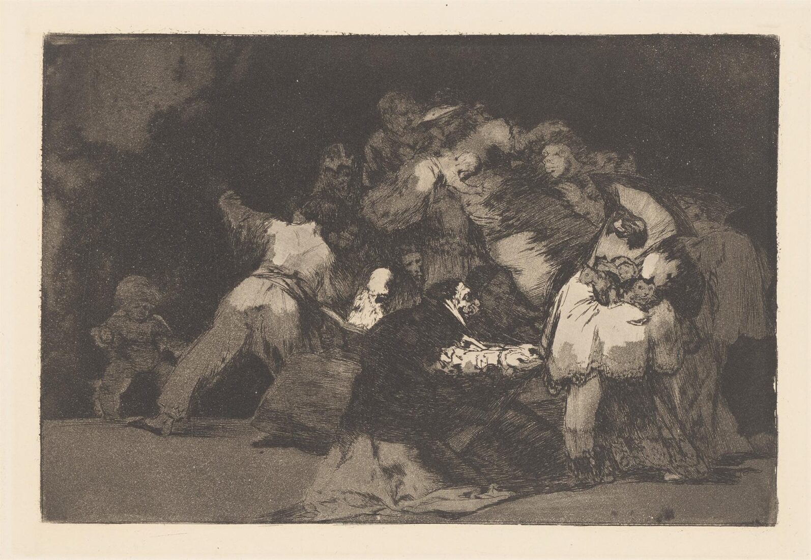General folly [The claws of cat and the dresses of a devotee-similar to Vice is often clothed in Virtue’s habit]. Disparate general [Unas de gato y habito de beato] - Goya y Lucientes Francisco