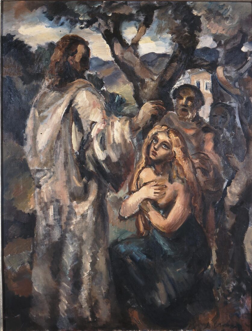 Maria Magdalene kneeling before Christ - Vitsoris Mimis (Dimitris)