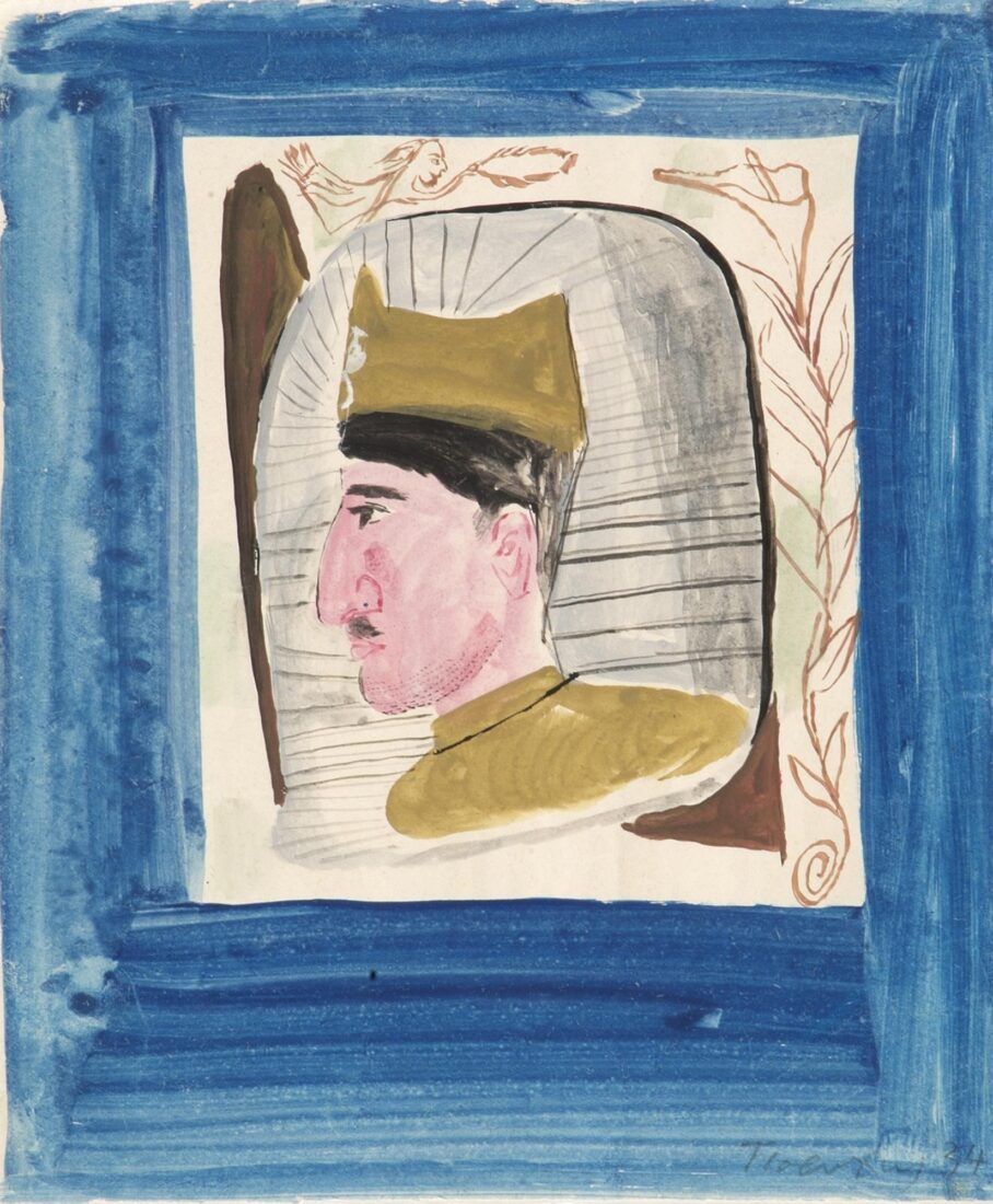Κεφάλι στρατιώτη, προφίλ, με μπλε περιθώριο - Τσαρούχης Γιάννης