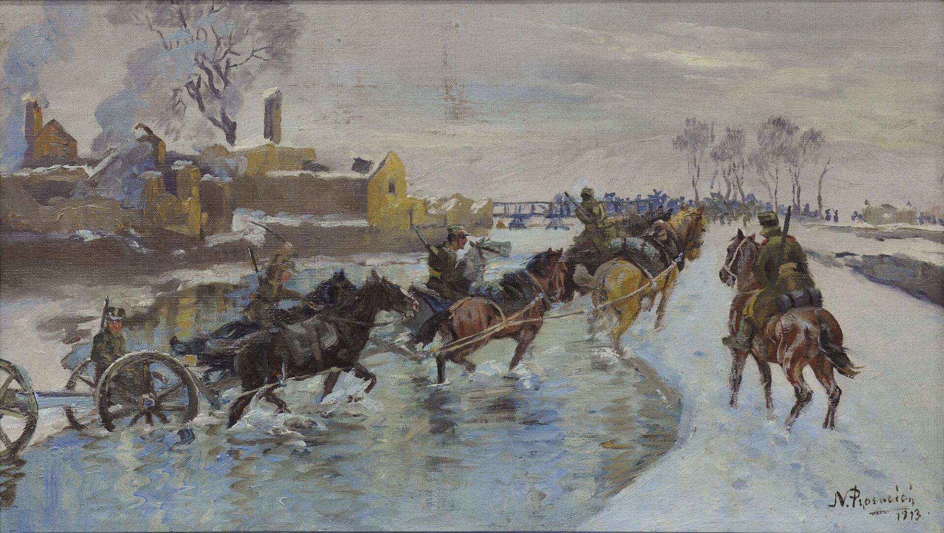 Artillery Crossing the Haliacmon River - Ferekidis Nikolaos