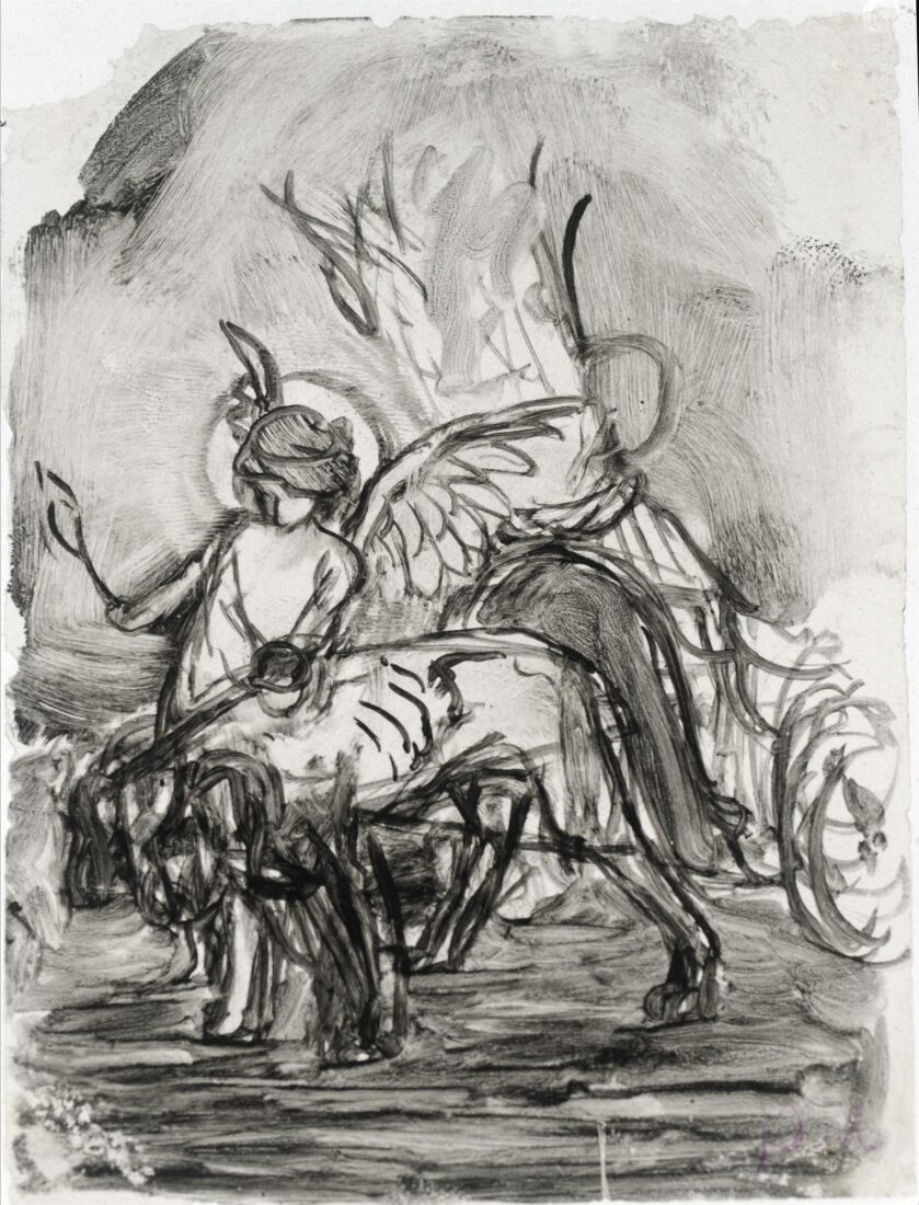 Putto with Chariot Dragged by a Dog - Gyzis Nikolaos