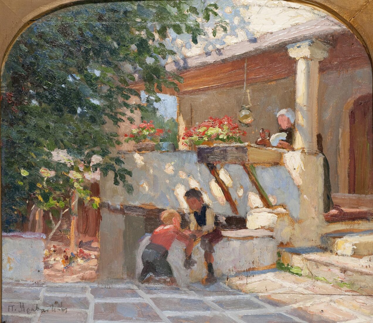 Children in Courtyard - Aravadinos Panos