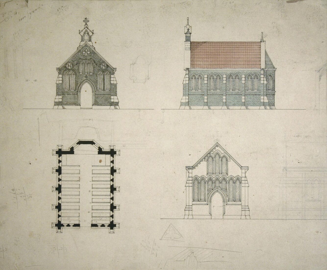 Plans and View of a Church - Kalkos Panagiotis