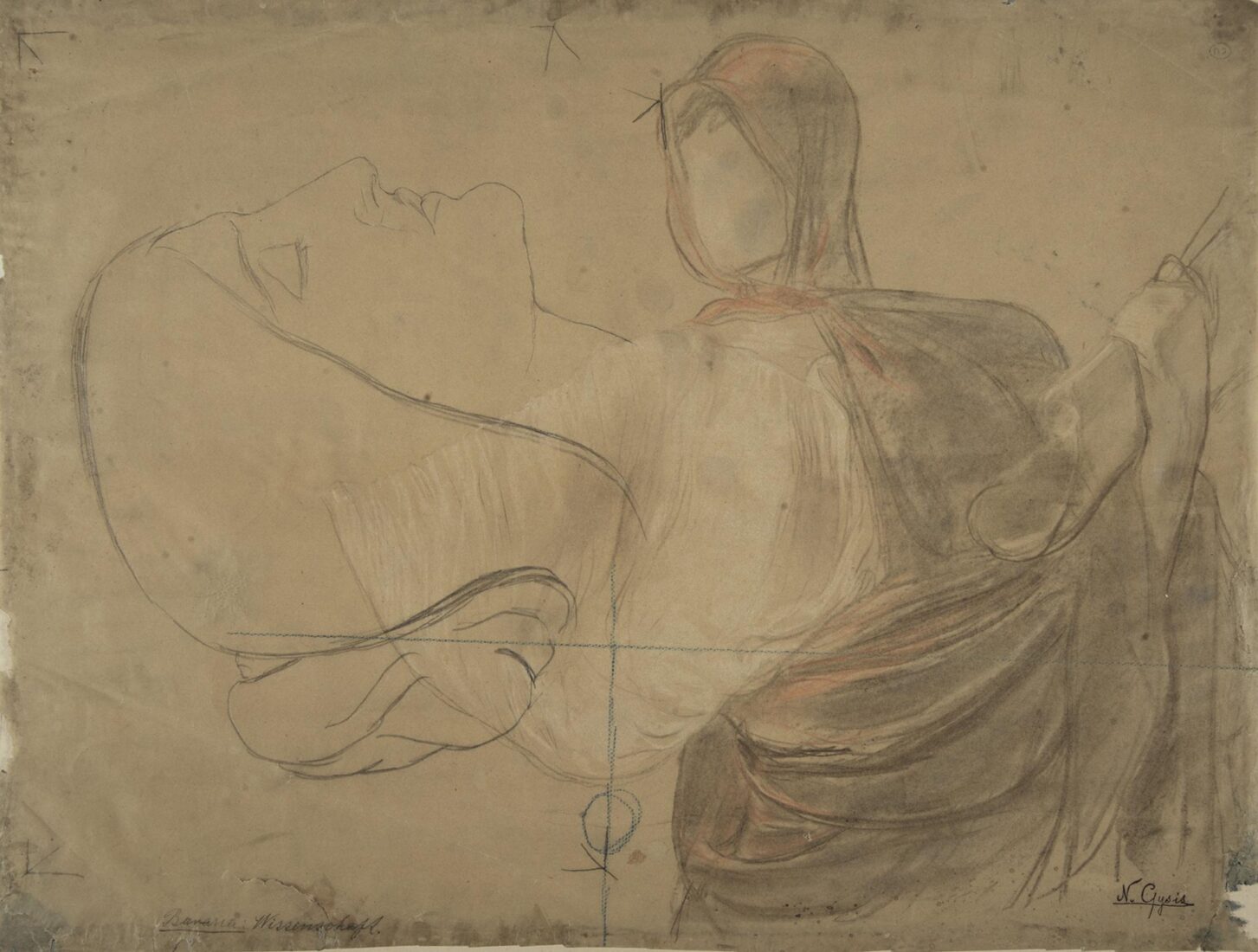 Study of the Drapery for the “Science” and Study for the Head of “Bavaria” - Gyzis Nikolaos