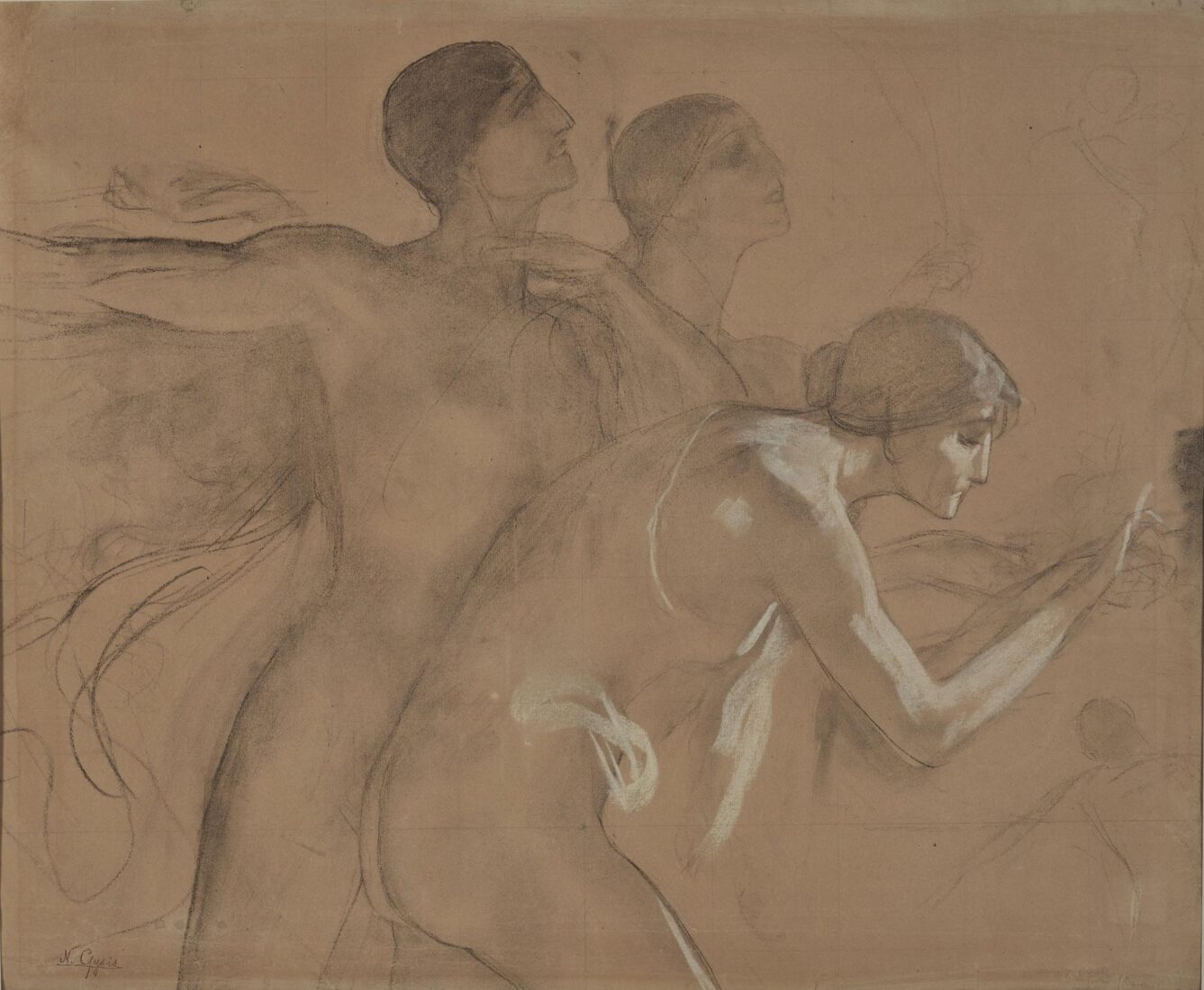 Study for the Allegorical Figures following the Chariot (“Industry”, “Trade”, the “Crafts”) - Gyzis Nikolaos