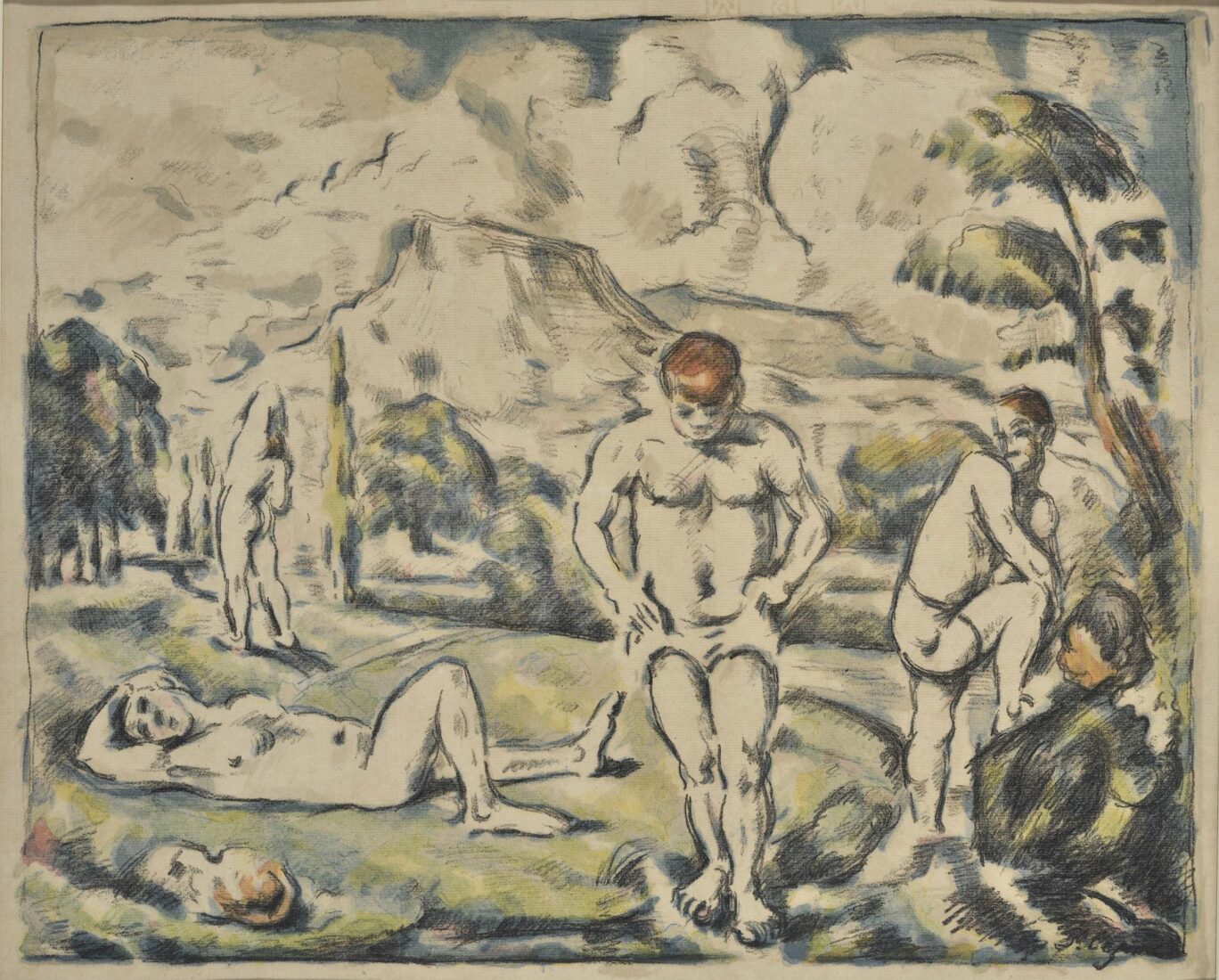 The bathers (large plate) - Cezanne Paul