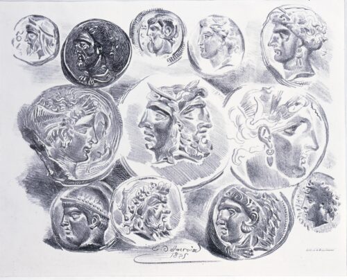 Sheet with Twelve Ancient Coins - Delacroix Eugene