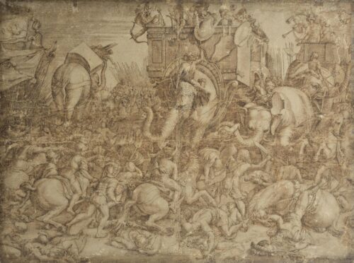 Scene fron the Battle of Zama between Scipio Africanus and Hannibal - Romano Giulio, after (copyist of Cort Cornelis)