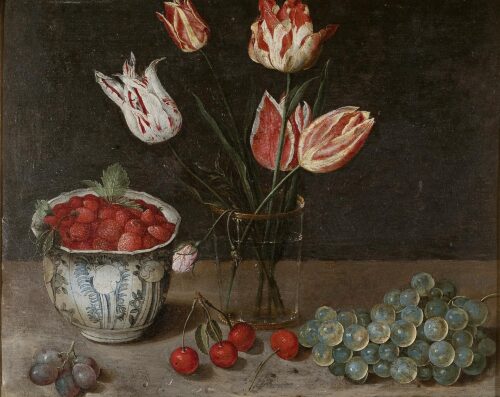 Still Life with Tulips, Strawberries, Grapes and Cherries - Soreau Isaac
