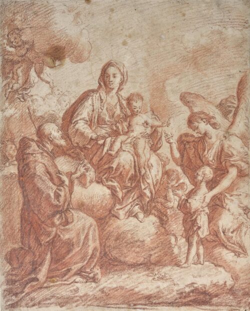 H Παναγία με τον Χριστό, άγγελο και καλόγερο - Solimena Francesco