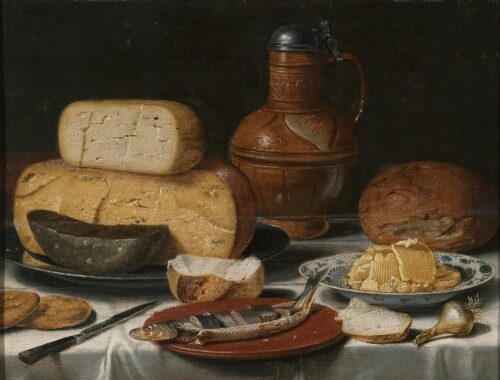 Still Life with Cheese, Herring, Bread and Wine - Schooten Floris Gerritsz. van