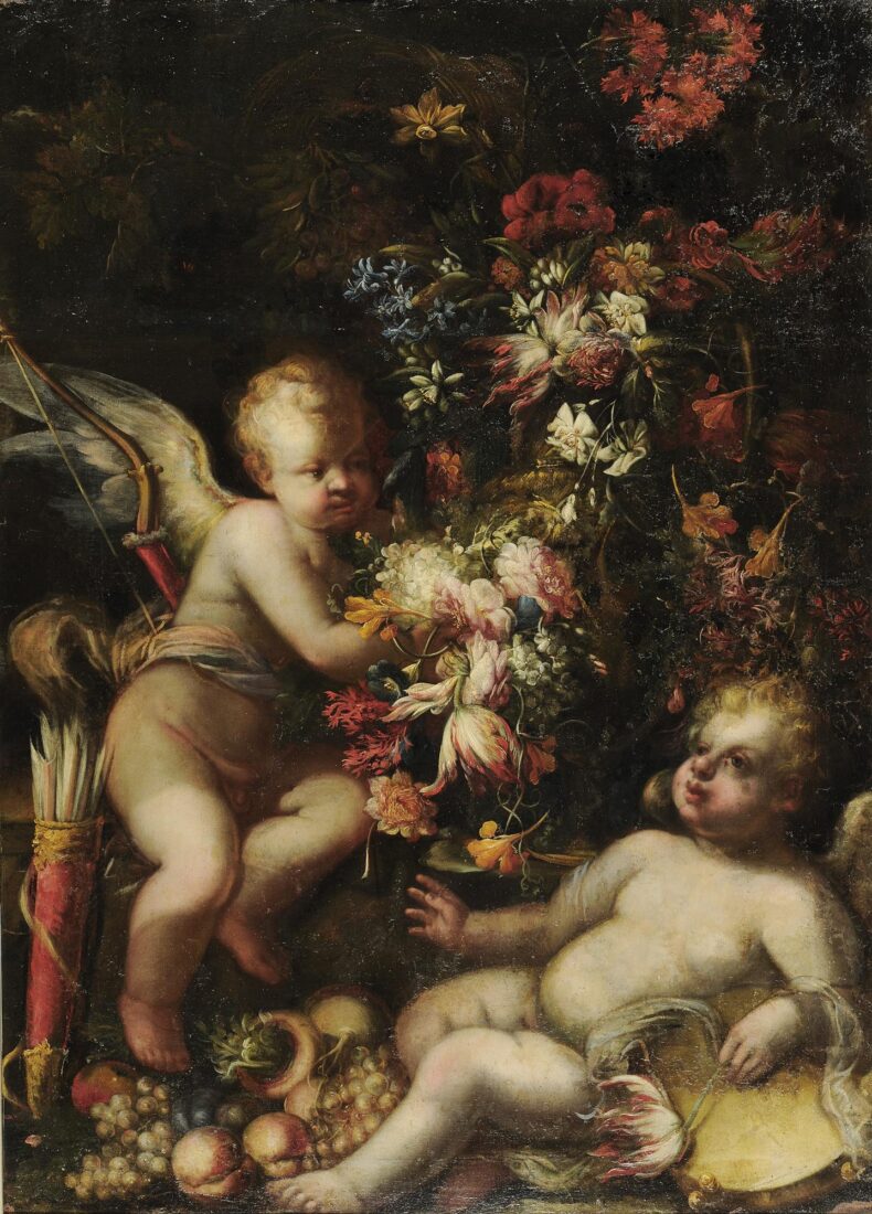 Cupids with Flowers and Fruits - Italian School
