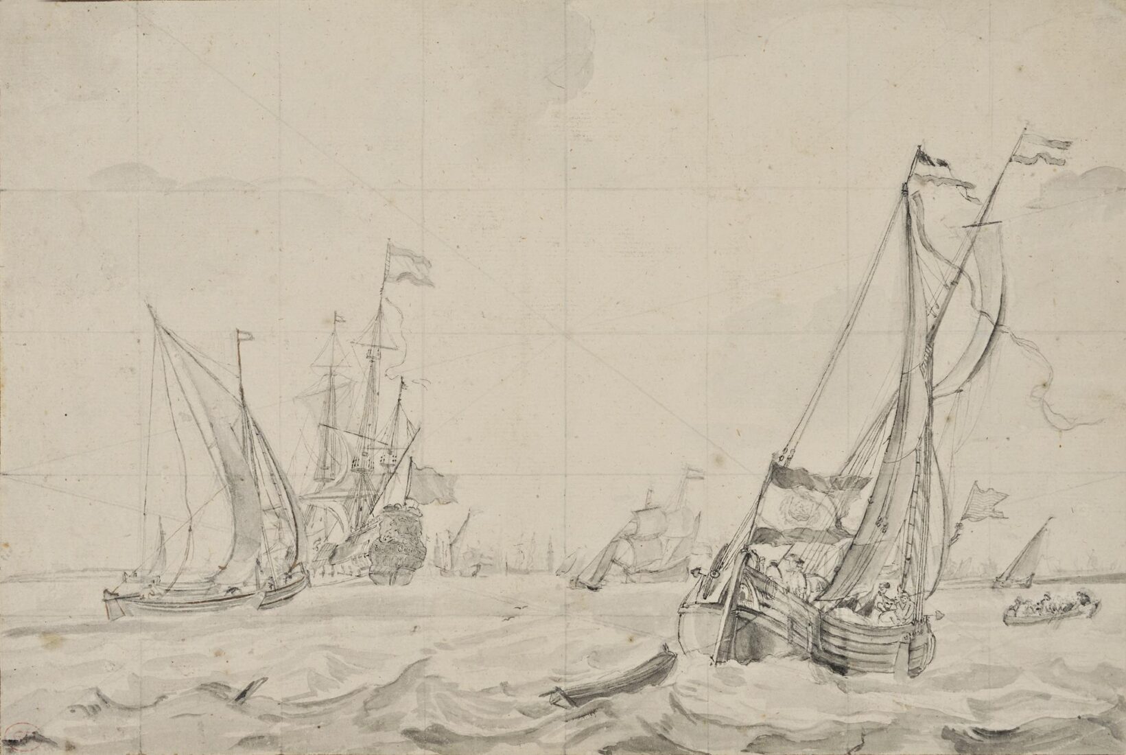 Seascape with Dutch merchant ships - Backhuysen Ludolf