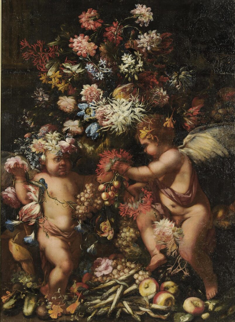 Ερωτιδείς με λουλούδια και φρούτα - Ιταλική Σχολή